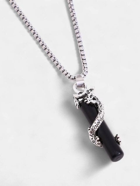 The Snake-Wrap Pendant Necklace - Metallic Silver