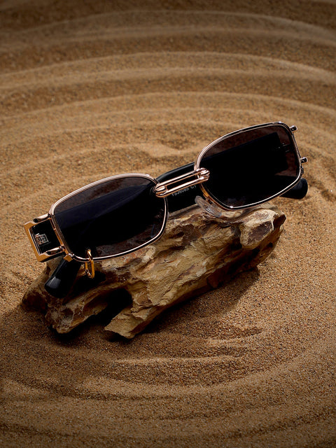 Men's Full Rim Rectangular Sunglasses - Black