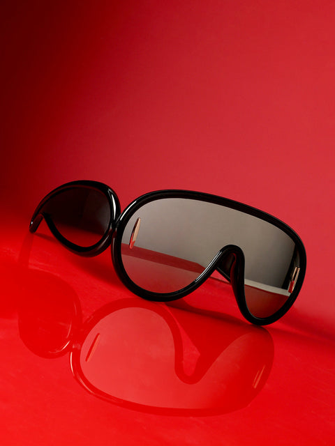 Men's Metallic Oversized Sunglases - Black