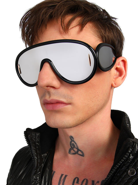 Men's Metallic Oversized Sunglases - Black