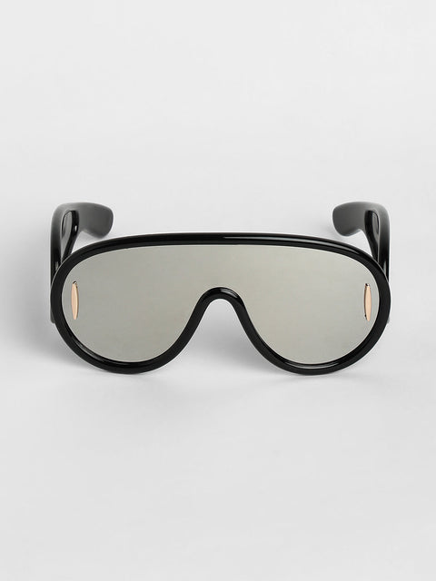 Men's Metallic Oversized Sunglases - Black