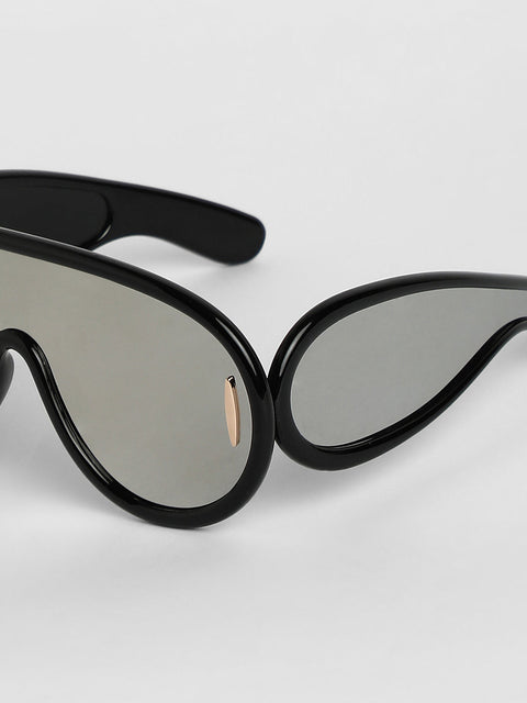 Men's Metallic Oversized Sunglases - Black