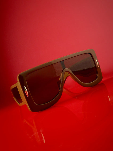 Men's Futuristic Oversized Sunglasses - Brown