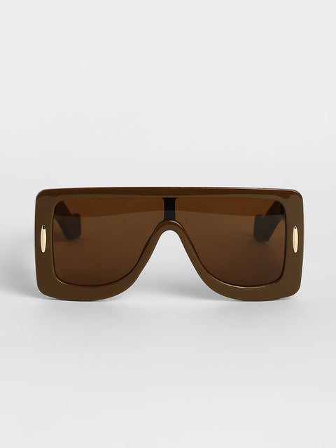 Men's Futuristic Oversized Sunglasses - Brown