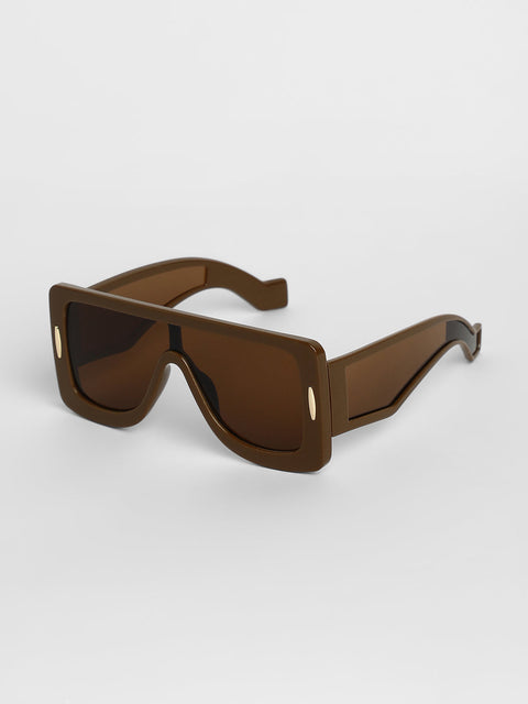 Men's Futuristic Oversized Sunglasses - Brown