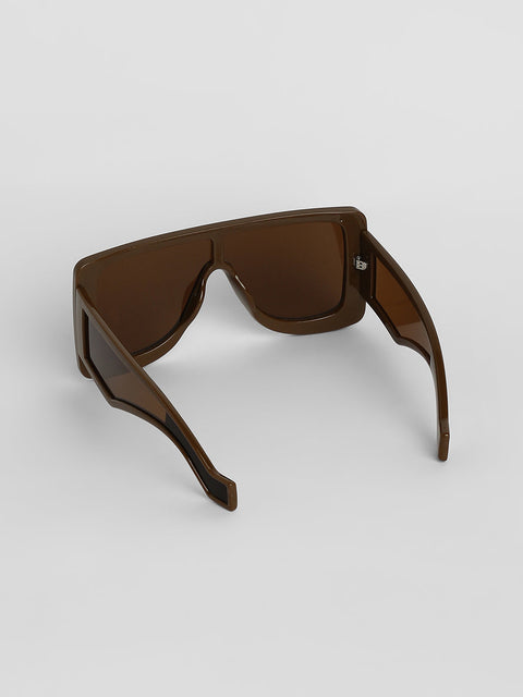 Men's Futuristic Oversized Sunglasses - Brown