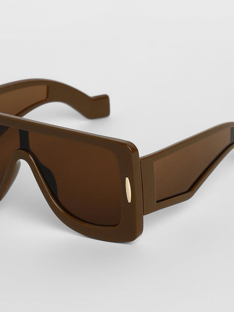 Men's Futuristic Oversized Sunglasses - Brown