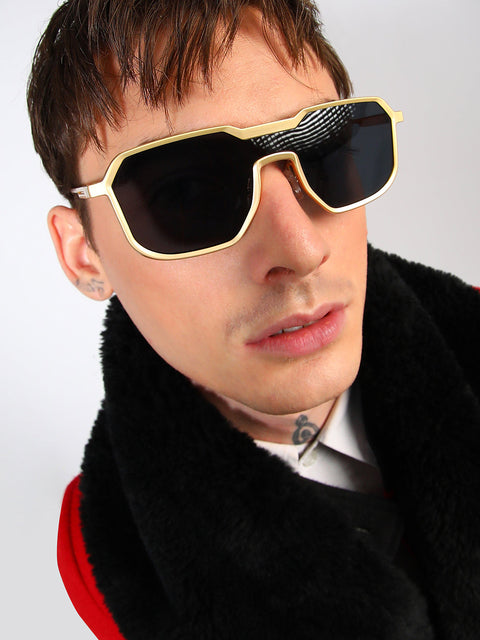 Men's Block Rectangular Sunglasses - Gold