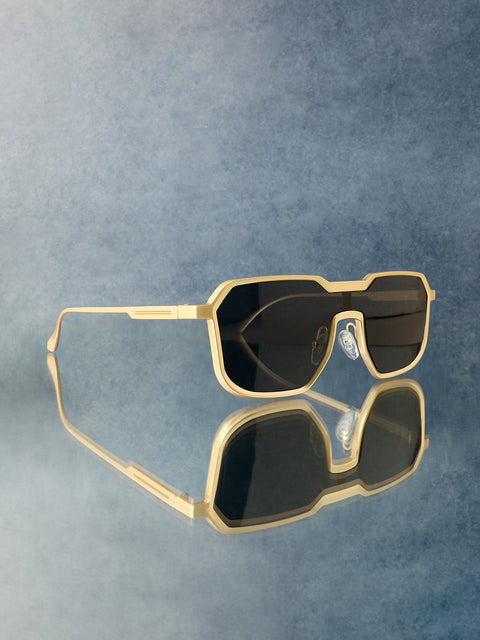 Men's Block Rectangular Sunglasses - Gold