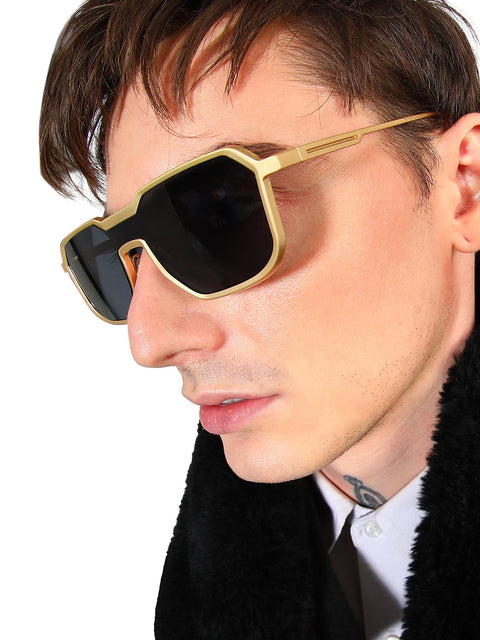 Men's Block Rectangular Sunglasses - Gold