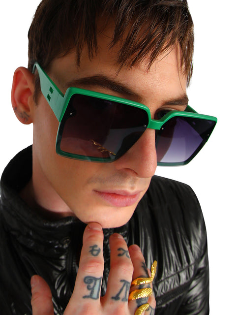 Men's Full Rim Oversized Sunglases - Green