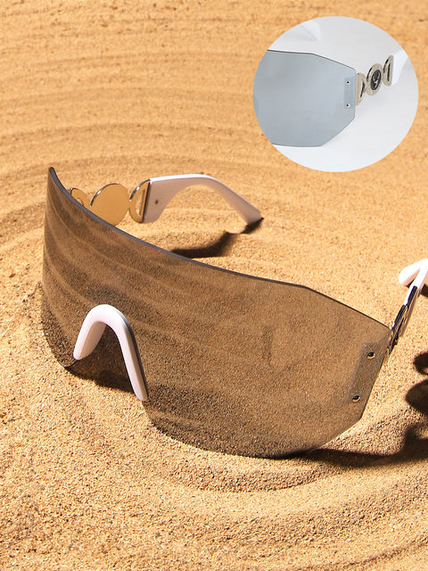 Men's The Coin Shield Sunglasses - Metallic Silver