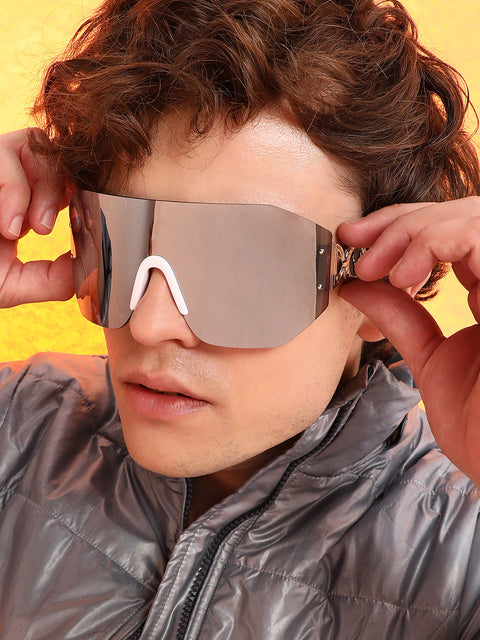 Men's The Coin Shield Sunglasses - Metallic Silver