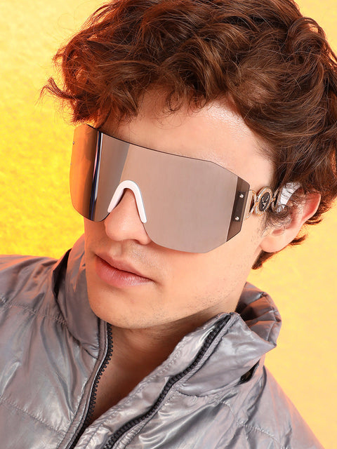 Men's The Coin Shield Sunglasses - Metallic Silver