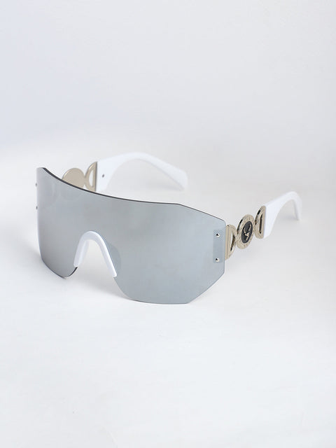Men's The Coin Shield Sunglasses - Metallic Silver
