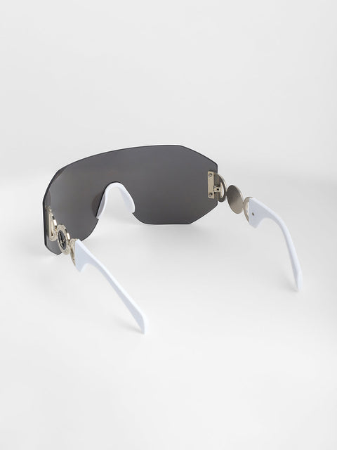 Men's The Coin Shield Sunglasses - Metallic Silver