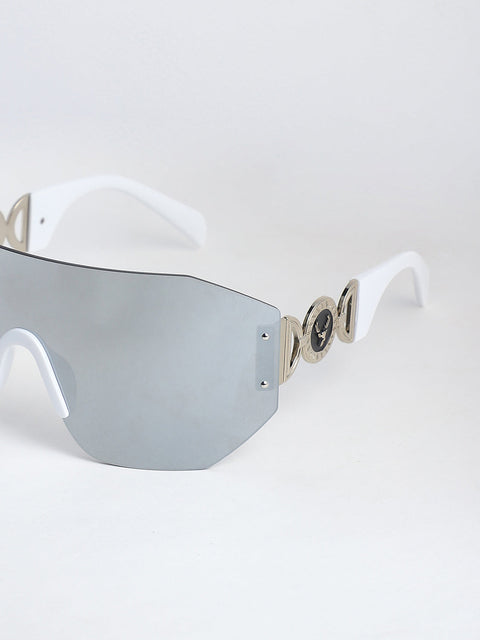 Men's The Coin Shield Sunglasses - Metallic Silver