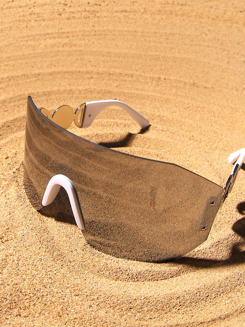 Men's The Coin Shield Sunglasses - Metallic Silver