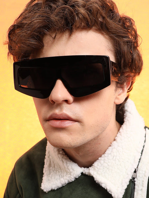 Men's The Structured Rectangular Sunglasses - Midnight Black