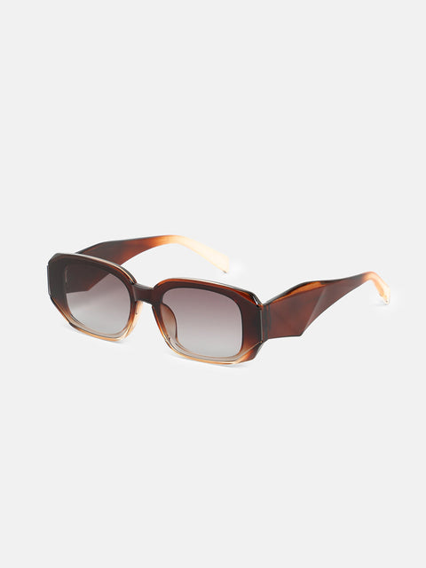 The Ombre Rectangular Sunglass - Coffee Brown