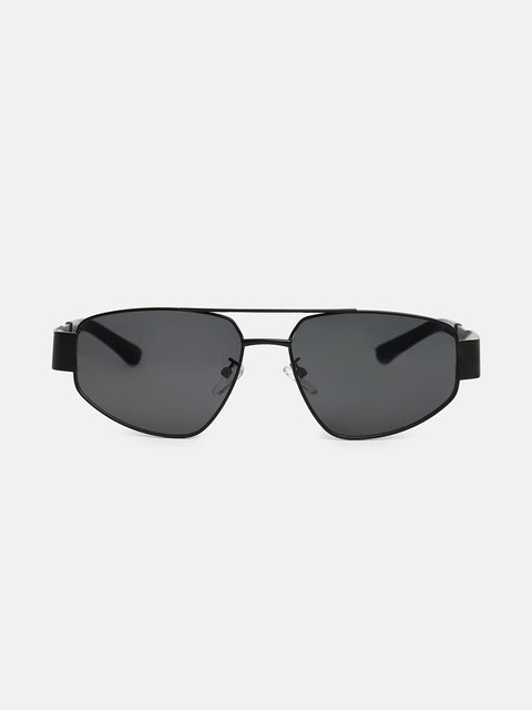 The Suave Aviator  Shield Sunglasses - Midnight Black