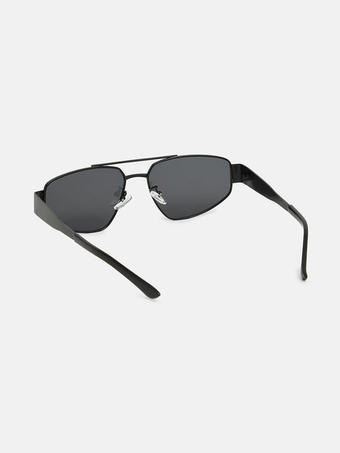 The Suave Aviator  Shield Sunglasses - Midnight Black