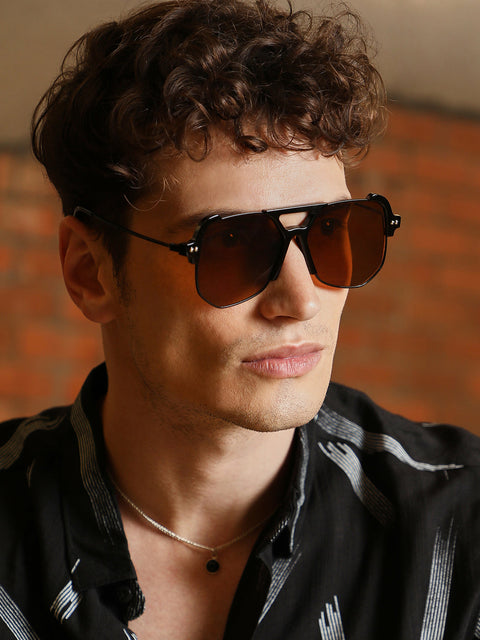 The Grunge Aviator Sunglasses - Onyx Black
