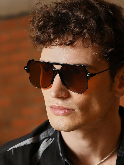 The Grunge Aviator Sunglasses - Onyx Black