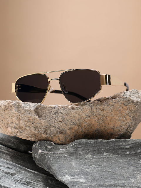 The Suave Aviator  Shield Sunglasses - California Gold