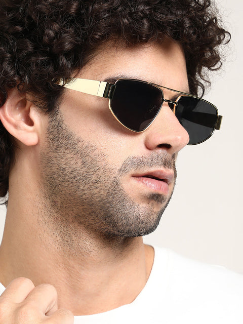The Suave Aviator  Shield Sunglasses - California Gold