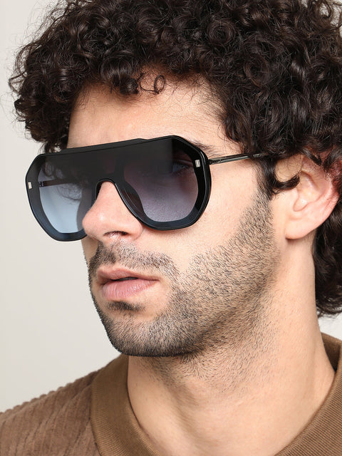 The Chalet Curve Shield Sunglasses - Onyx Black