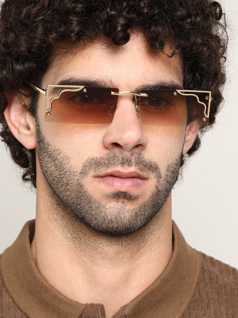 The Drip Rectangular Sunglass - California Gold