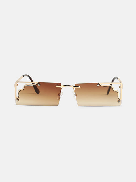 The Drip Rectangular Sunglass - California Gold