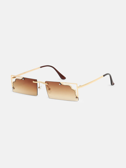 The Drip Rectangular Sunglass - California Gold