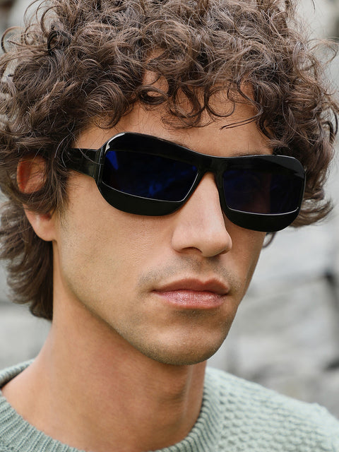 The Matrix Rectangular Sunglasses - Onyx Black