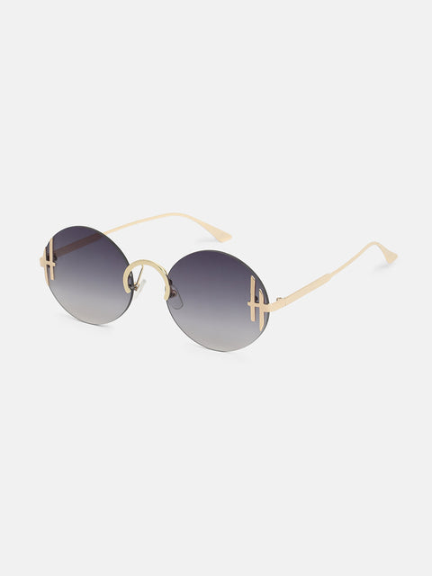 The Boujee Round Sunglass - California Gold