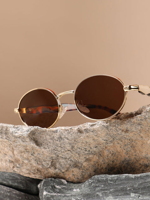 The Spear Oval Sunglass - Coffee Brown