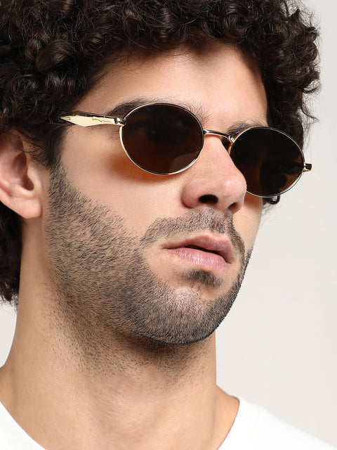 The Spear Oval Sunglass - Coffee Brown