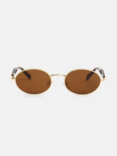 The Spear Oval Sunglass - Coffee Brown