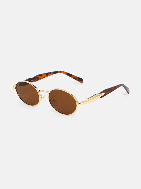The Spear Oval Sunglass - Coffee Brown
