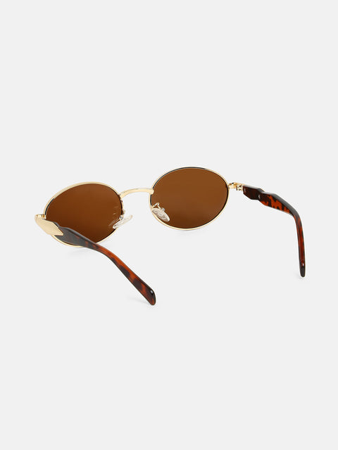 The Spear Oval Sunglass - Coffee Brown