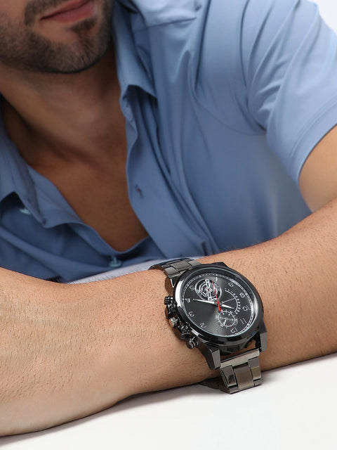 The Navos Chain Round Watch - Space Grey