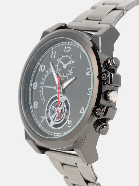 The Navos Chain Round Watch - Space Grey