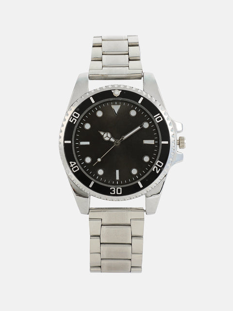 The Ribbed Round Watch - Midnight Black