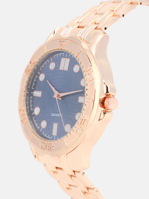 The Nocturne Round Watch - Rose Gold