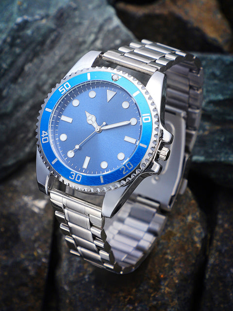 The Ribbed Round Watch - Sapphire Blue