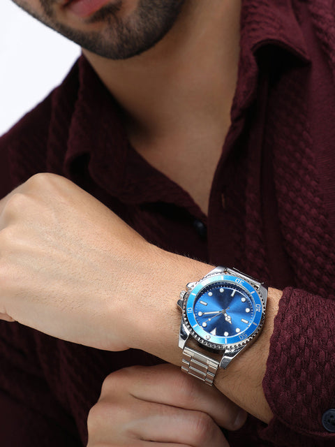 The Ribbed Round Watch - Sapphire Blue