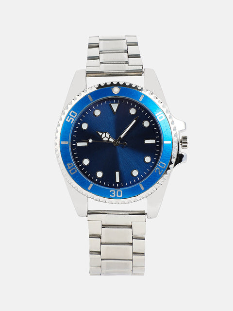 The Ribbed Round Watch - Sapphire Blue
