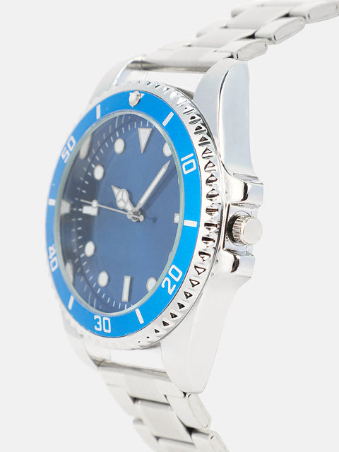 The Ribbed Round Watch - Sapphire Blue