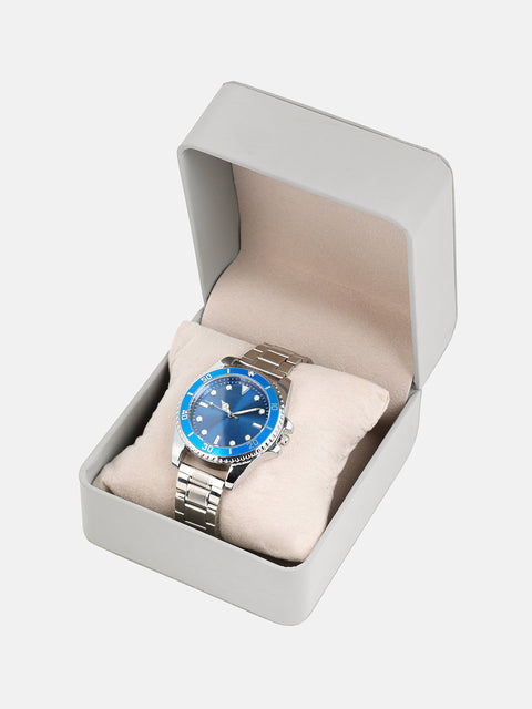 The Ribbed Round Watch - Sapphire Blue